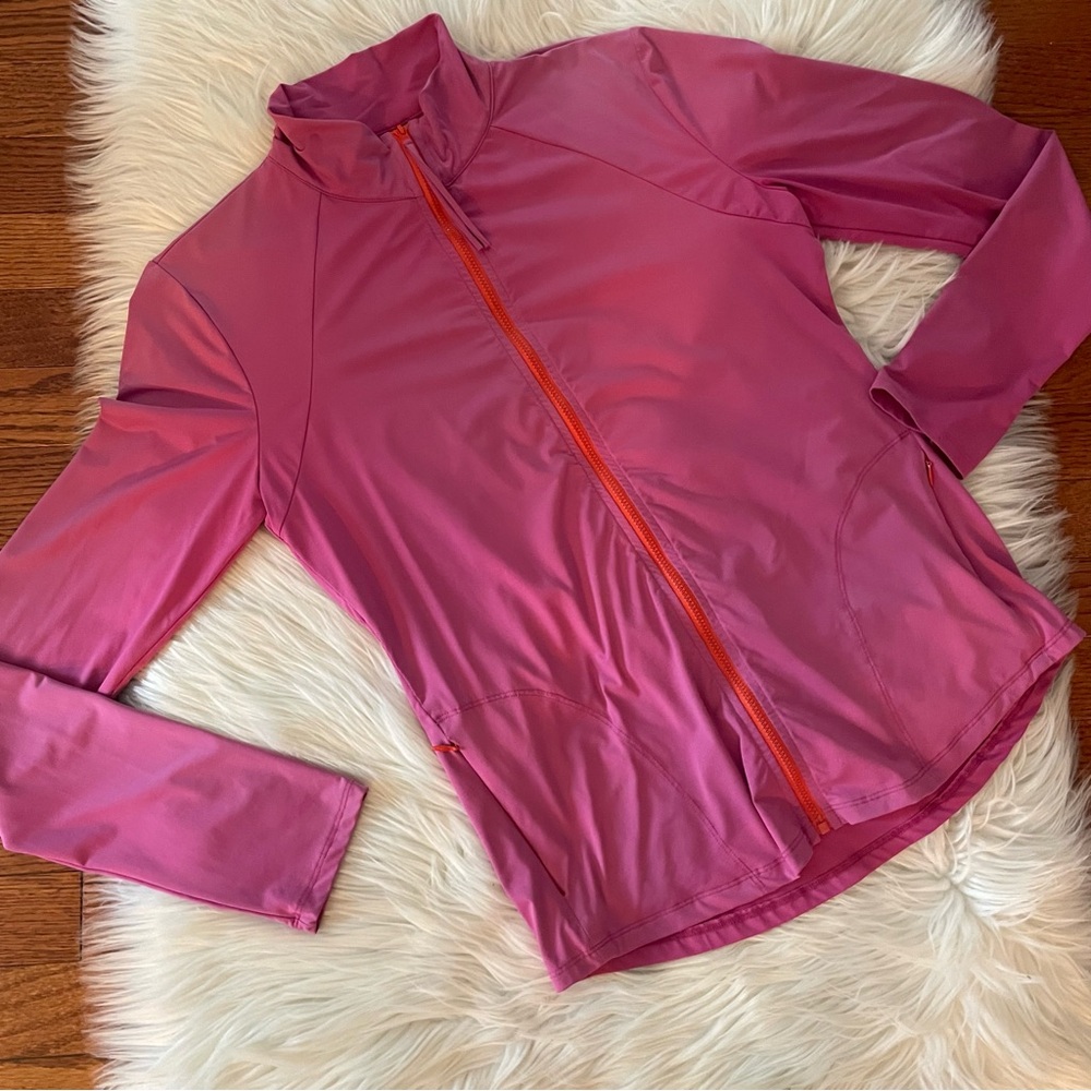Title Nine Nylon Full Zip Swim Outdoor Shirt Long Sleeve Size Medium Pink - Picture 2 of 5